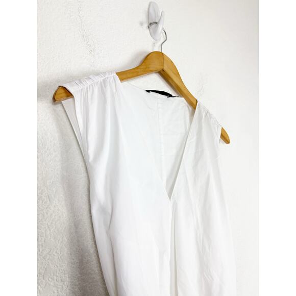Jenni Kayne Sleeveless Kate Midi Dress Medium White Cotton Poplin Lined Belted - Picture 7 of 13